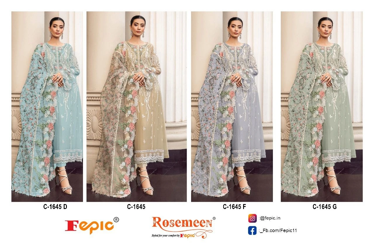 Fepic 1645 Georgette Wholesale Pakistani Salwar Suit Catalog — Wholesale Pakistani Suits, MPA wholesale from Surat — view 9